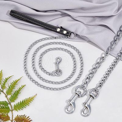 CHGCRAFT 3Pcs 3 Style Iron Curb Chains & PU Leather Handles Ropes AJEW-CA0001-69-1