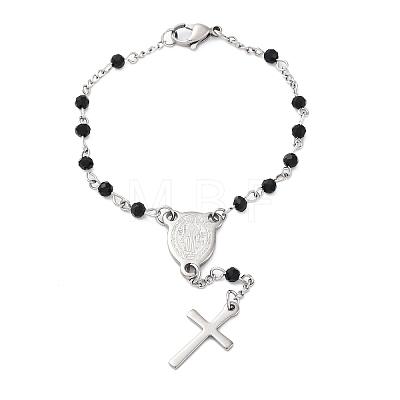 Glass Beads Rosary Bracelets BJEW-A032-04P-01-1