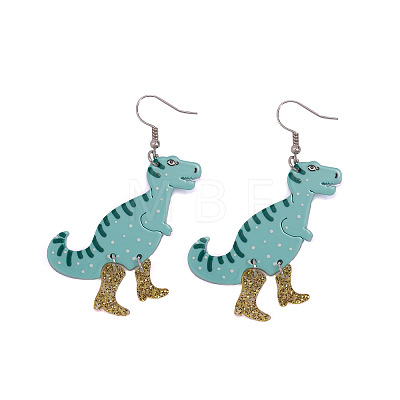 Cute Dinosaur Dangle Earrings with Glitter Boots Cartoon Animal Acrylic Earrings Trendy Jewelry for Women Teens FS-WG8687D-02-1