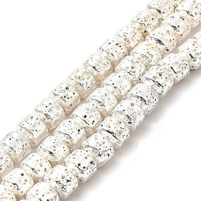 Electroplated Natural Lava Rock Beads Strands G-G984-10S-1