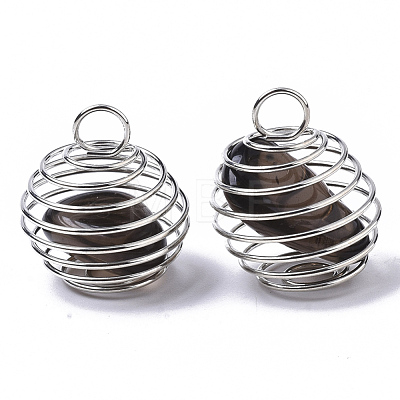 Iron Wrap-around Spiral Bead Cage Pendants IFIN-R239-03P-1