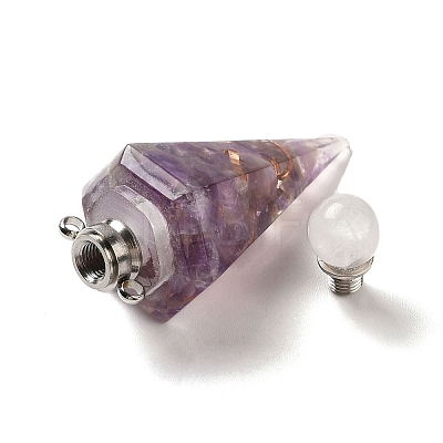 Natural Amethyst Perfume Bottle Pendants G-H285-01P-01-1