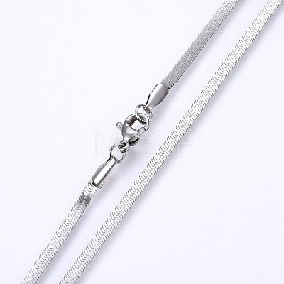 304 Stainless Steel Herringbone Chain Necklaces X-NJEW-P226-09P-1