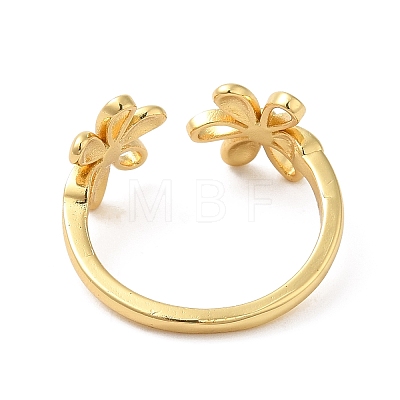 Rack Plating Brass Flower Open Cuff Rings for Women RJEW-M148-07G-1
