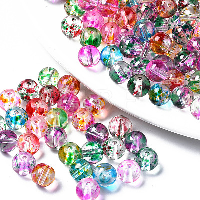 Transparent Spray Painted Glass Beads DGLA-N033-11-1
