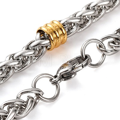 304 Stainless Steel Wheat Chain Necklaces for Women NJEW-G140-14GP-1