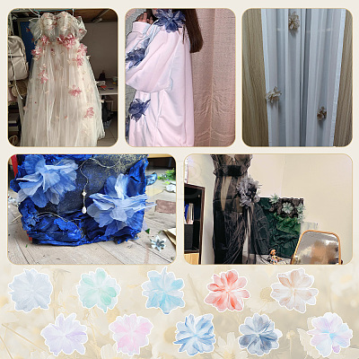 10Pcs 10 Colors Organza Flower Ornament Accessories DIY-FG0006-45-1
