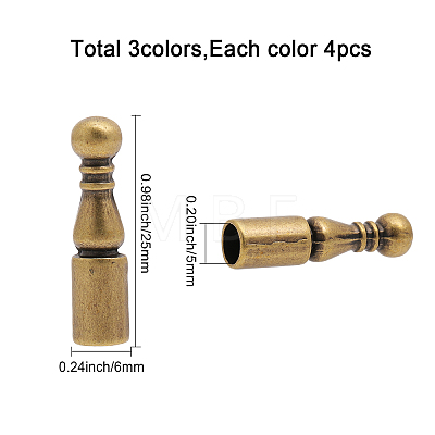 12Pcs 3 Color Alloy Cord Ends FIND-CA0007-14-1