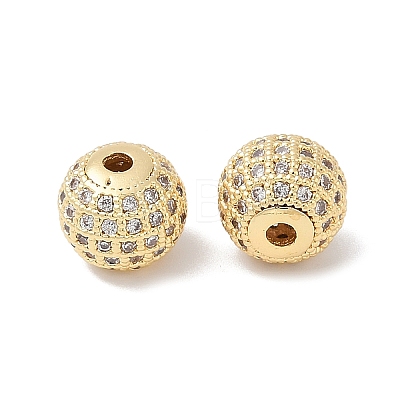 Brass Pave Clear Cubic Zirconia Beads KK-Q030-12G-1