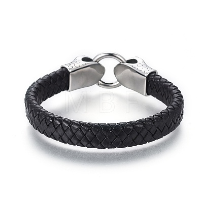 Braided Leather Cord Bracelets BJEW-F399-E-1