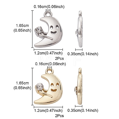 4Pcs 2 Colors Rack Plating Alloy Rhinestone Pendants FIND-YW0003-60-1