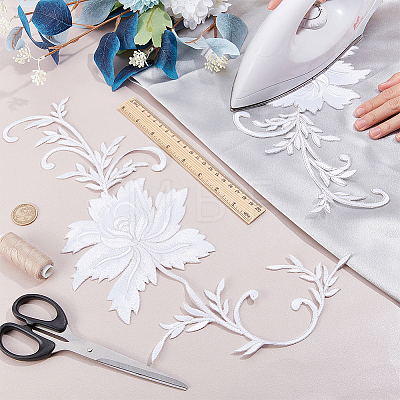 Peony Polyester Embroidery Ornament Accessories PATC-WH0008-04C-1