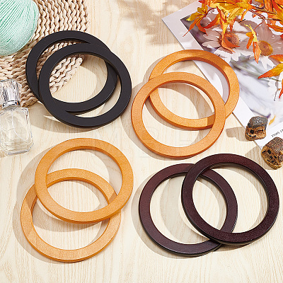   8Pcs 4 Colors Wood Round Ring Shaped Handles Replacement DIY-PH0013-64-1