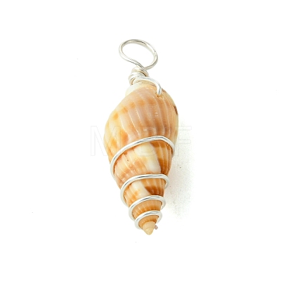 Natural Spiral Shell Pendants PALLOY-JF02793-02-1