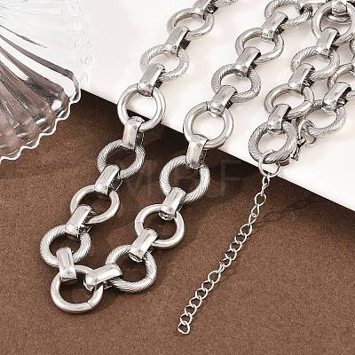 13MM 304 Stainless Steel Ring Link Chain Necklaces NJEW-Z105-03P-1