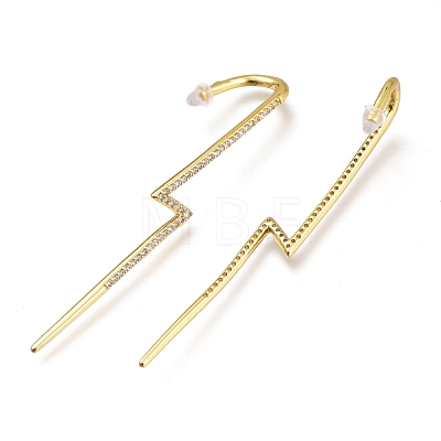 Brass Micro Pave Cubic Zirconia Ear Wrap Crawler Hook Earrings X-EJEW-O097-04G-01-1