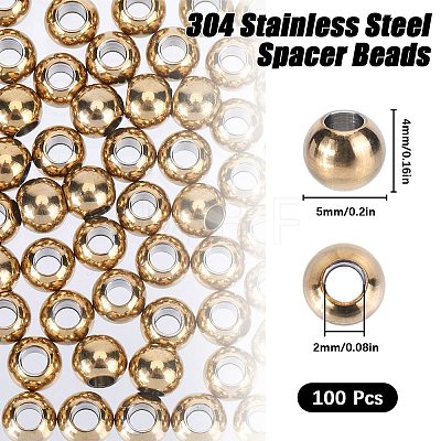 SUNNYCLUE 100Pcs Ion Plating(IP) 202 Stainless Steel Rondelle Spacer Beads STAS-SC0006-90-1