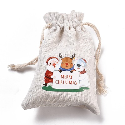 Christmas Cotton Cloth Storage Pouches X-ABAG-M004-02J-1