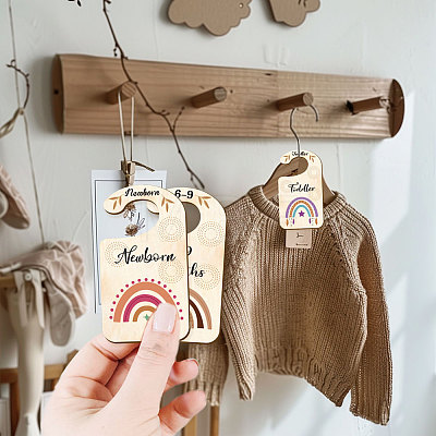 Wood Baby Closet Size Dividers AJEW-WH0353-017-1