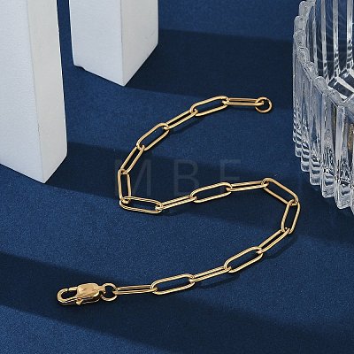 PVD Vacuum Plating 304 Stainless Steel Paperclip Chain Bracelets X-BJEW-I295-15G-1