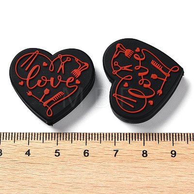 Food Grade Heart with Word Love Silicone Focal Beads SIL-NH0001-01B-1