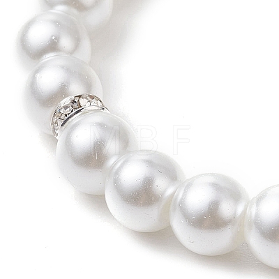 Alloy & Pearlized Glass Pearl Beads Stretch Bracelets for Women BJEW-JB11364-01-1