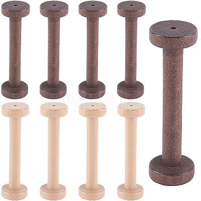 10Pcs 2 Colors Wood Sewing Embroidery Thread Spool WOOD-SC0002-35-1