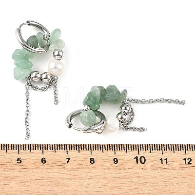 Natural Green Aventurine Chips Drop Earrings EJEW-TA00817-01-1