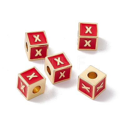 Rack Plating Brass Enamel Beads KK-B060-04G-03X-1