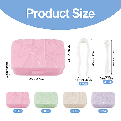 4 Bags 4 Colors Plastic Contact Lens Care Tool Set AJEW-TAD0001-01-1