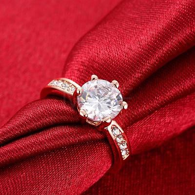 Exquisite Engagement Rings Brass Czech Rhinestone Finger Rings for Women RJEW-BB02141-8-1