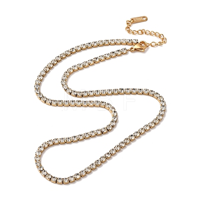 3MM 304 Stainless Steel Rhinestone Cup Chain Necklaces for Women NJEW-G175-01G-02-1