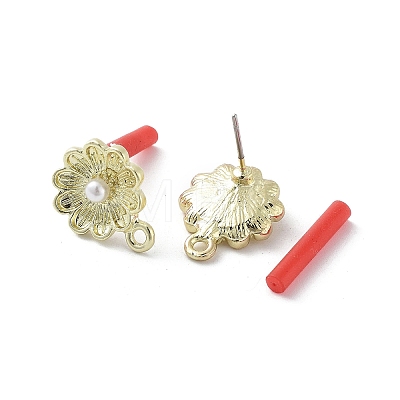 Rack Plating Golden Alloy with ABS Pearl Stud Earring Findings EJEW-B036-03G-15-1