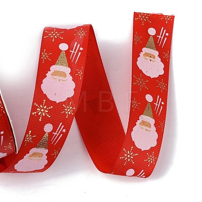 25 Yards Flat Christmas Theme Printed Polyester Grosgrain Ribbon OCOR-C004-04A-1