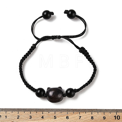 Cat Head Resin Brainded Bead Bracelets BJEW-L701-02B-1