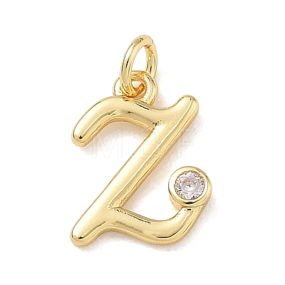 Brass Micro Pave Clear Cubic Zirconia Charms KK-D289-66G-Z-1