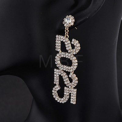 Brass Rhinestone Stud Earrings EJEW-Q012-01G-1