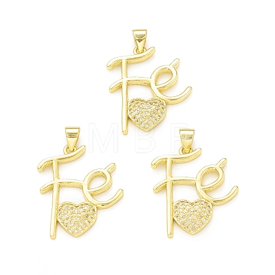 Rack Plating Brass Micro Pave Clear Cubic Zirconia Pendants KK-C011-07G-1