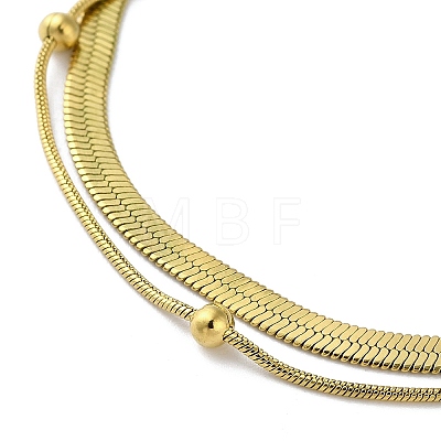 304 Stainless Steel Snake Chain & Herringbone Chain Multi-Strand Bracelets for Women BJEW-G712-03G-1
