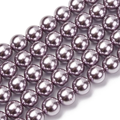 Electroplated Shell Pearl Beads Strands BSHE-G041-10mm-02-1