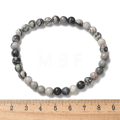 Natural Netstone Bead Stretch Bracelets X-BJEW-K212-A-021-1