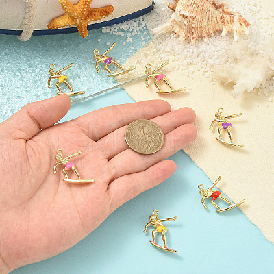 8Pcs 4 Colors Alloy Enamel Pendants FIND-YW0013-04-1