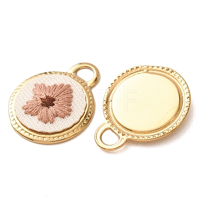 304 Stainless Steel & Cloth Embroidered Pendants FB-CBAFBAF-08G-02-1