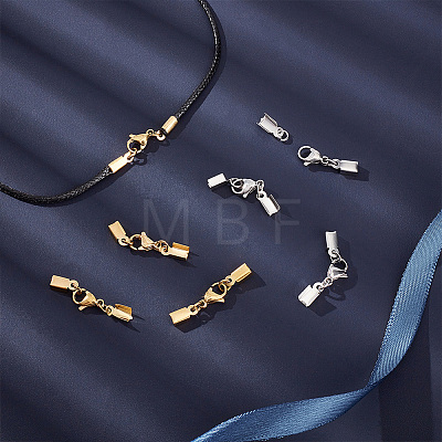 Unicraftale 40Pcs 2 Colors 304 Stainless Steel Lobster Claw Clasps with Cord Ends STAS-UN0047-75-1