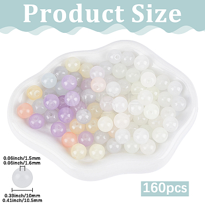 160Pcs Transparent Glass UV Reactive Beads DGLA-PA0001-10A-1