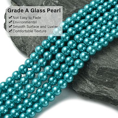 Eco-Friendly Dyed Glass Pearl Round Bead Strands HY-A008-6mm-RB073-1