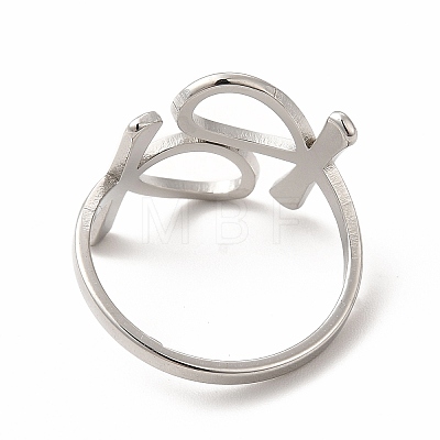304 Stainless Steel Feminie Sign Open Cuff Ring for Women RJEW-B027-01P-1