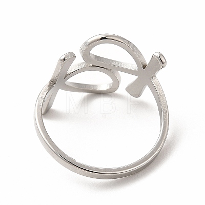 Non-Tarnish 304 Stainless Steel Feminie Sign Open Cuff Ring for Women RJEW-B027-01P-1