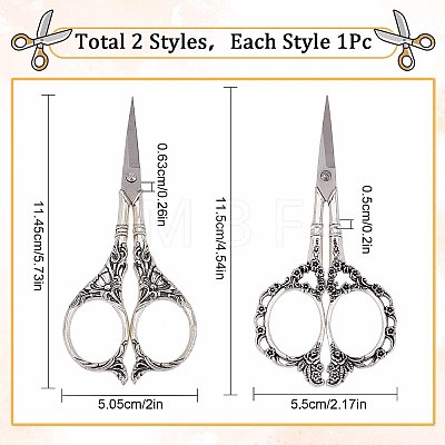 2Pcs 2 Style Stainless Steel Scissors TOOL-SC0001-31-1