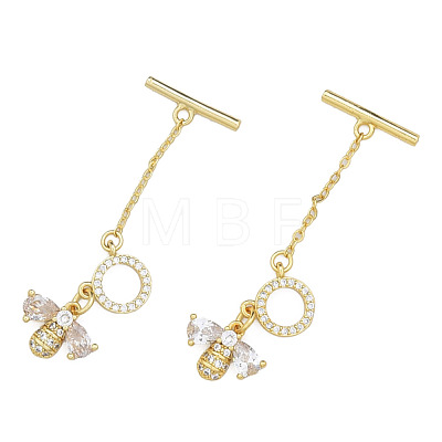 Brass Micro Pave Clear Cubic Zirconia Toggle Clasps KK-N259-14-1